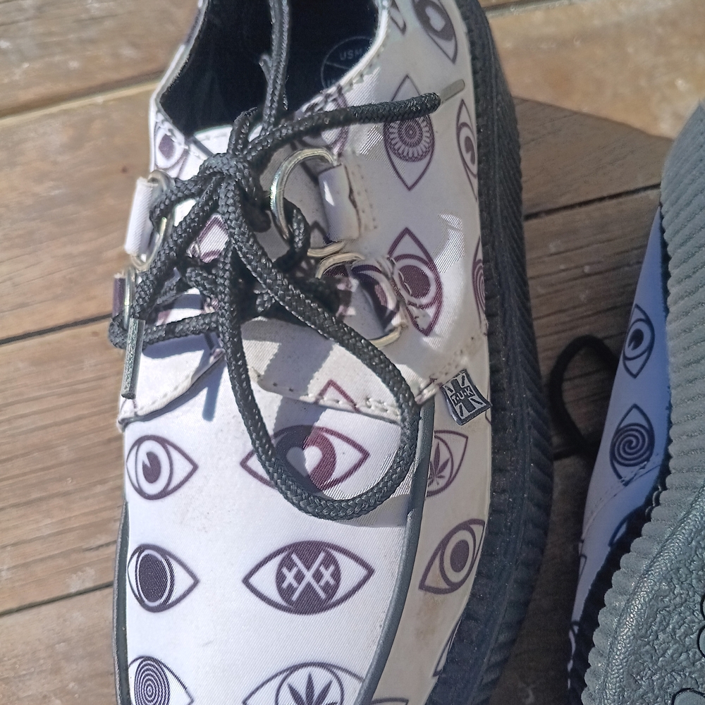 T.U.K Black and White Eye Print Platform Shoes - Picture 3 of 6